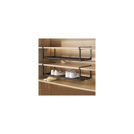 2 Pièces Support Rangement Chaussures Extensible 40-70cm, Organisateur de Placard et Meuble Ajustable, Gain de Place pour Rangement Chaussure Entrée, Penderie Vêtements - Noir
