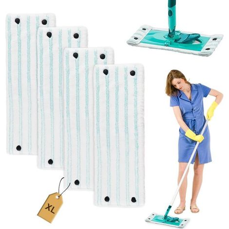 Set di 4 testine di ricambio in microfibra per mocio Leifheit Clean Twist XL Micro Duo – Pulizia efficace di tutti i pavimenti (1/5)