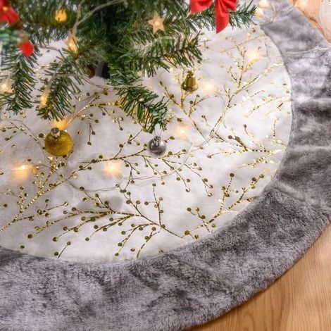Tapis de sapin de Noël 90 cm, tapis de sapin de Noël, grand protège-pied de sapin de Noël doré, tapis de sapin de Noël (doré) (1/5)