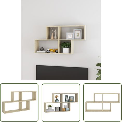 The Living Store Étagère murale Chêne sonoma 100x18x53 cm Bois d’ingénierie - Étagère Murale - Étagère Cube - Rangement Mural - Décoration Murale - Meuble Salle À Manger (1/5)