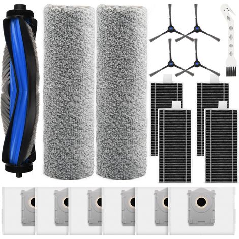 18 Stück Zubehör Set für Ecovacs Deebot X8 Pro Omni / X8 Omni Saugroboter, Ersatzteile mit 1 Hauptbürste, 2 Wischwalze, 6 Staubbeutel, 4 Filter, 4 Seitenbürsten, 1 Reinigungsbürste (1/5)