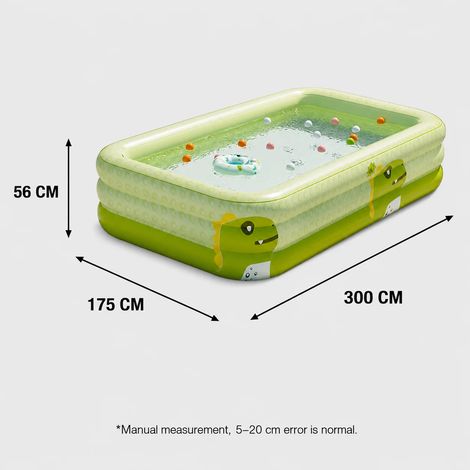 Piscine gonflable (300x175x56cm), piscine hors-sol détachable, grande piscine pour fêtes familiales, jeux de plein air. (1/5)