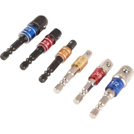6Pcs Jeu de Adaptateur de Douille Hexagonal pour Visseuse À Air Clé À Douille Extension Vissage Outil Accessoire (1/4)
