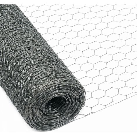Grillage triple torsion galvanisé pour poules ou petits animaux, clôture poulailler, jardin - 25 m x 1 m - Maille 50 mm - Diam 1 mm - Gris - Linxor