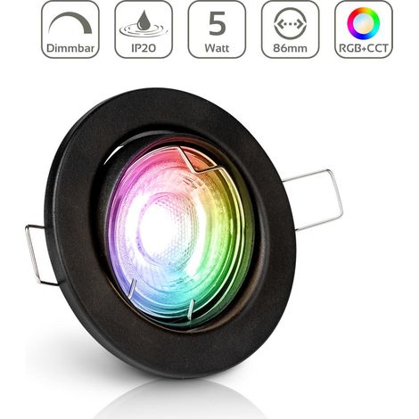 Einbauspot IP20 rund schwenkbar Sprengring - Farbe: Schwarz - LED Leuchtmittel: GU10 5W RGB+CCT