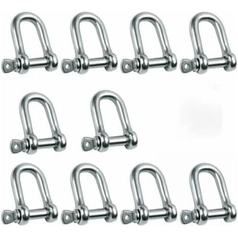 10 manilles M5 en acier inoxydable avec sangles droites en acier inoxydable, manilles en forme de D en acier inoxydable 304 (1/5)