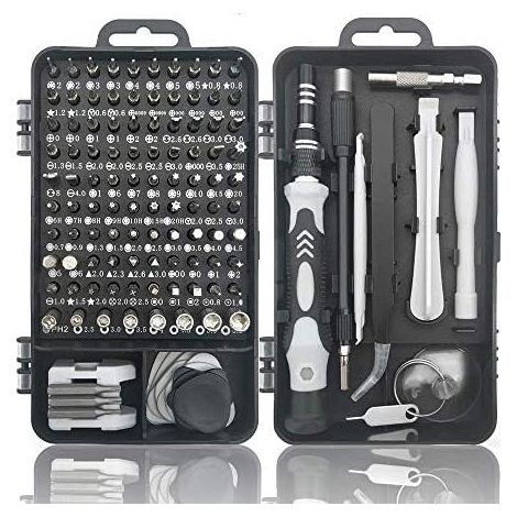 115 en 1 Tournevis électronique de précision avec étui portable compatible ordinateur, téléphone portable, PC, iPhone, etc. Noir - (1/5)