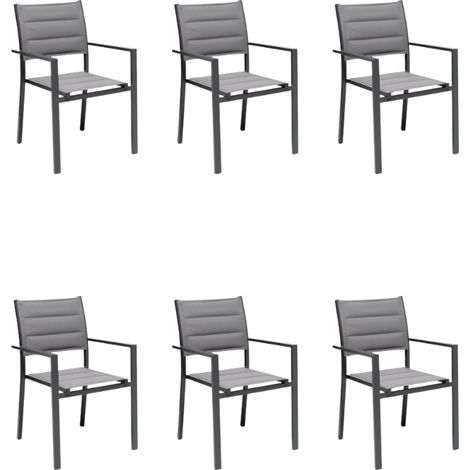 GLOUPIE Set 6 Poltrone Da Esterno Alamos In Alluminio Verniciato Antracite, Impilabile, 57 x 58 x H 86 Cm, Seduta In Textilene (1/5)