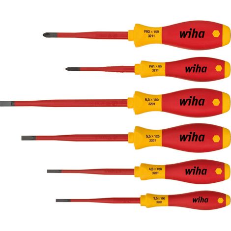 Jeu 6 Tournevis Softfinish Fente-Phillips Electric Slimfix 35389