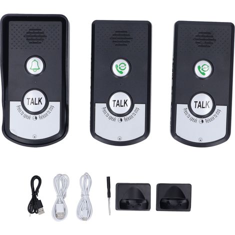Sonnette sans fil avec interphone, portée 1500 m, double méthode de charge, sécurité domestique (1/5)
