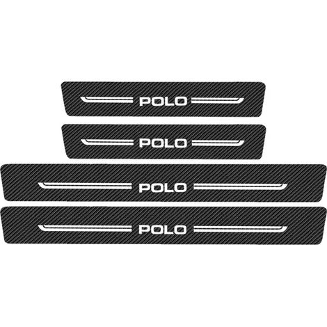 (4 pièces pour POLO) Autocollants de seuil de porte avant et arrière pour voiture,logo POLO,protection de seuil de porte,accessoires (1/3)