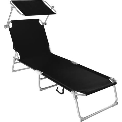 Transat acier noir pour un confort et une détente ultimes près de la piscine ou dans le jardin (1/4)