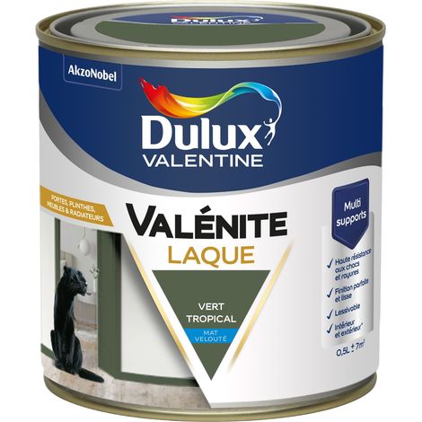 Dulux Valentine Peinture Laque Valénite Intérieur et Extérieur Multi-supports - Finition parfaite et lisse, Haute Résistance - Mat Vert Tropical 0,5 L