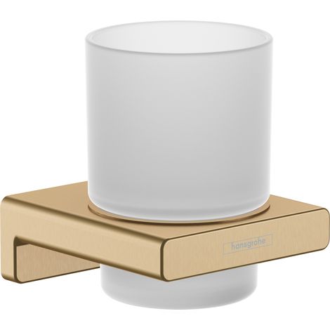 Hansgrohe AddStoris - Zahnputzbecher mit Halter mit Halter, Glas matt/Bronze gebürstet 41749140