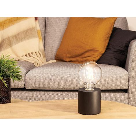 Tischlampen Sockel Beton Schwarz mit E27 Fassung OHNE Leuchtmittel, Höhe 9cm (1/4)