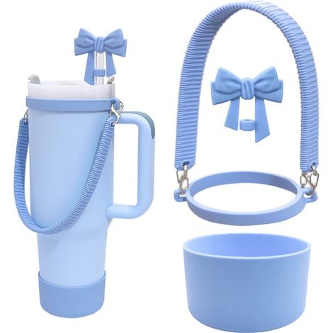 Adatto per le bottiglie d'acqua Stanley: copritazza in silicone, tracolla, nastro, set di tappi con cannuccia, set di accessori combinati (1/2)