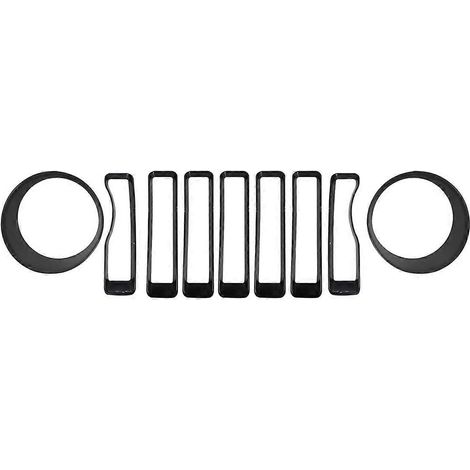 schwarzer Frontgrillrahmen, Scheinwerferring, Gitterring für Wrangler 2018-- (1/5)