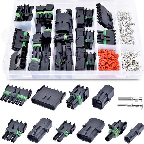 Imperméable à l'eau Connecteur , Connecteur étanche électrique Prise Mâle et Femelle Terminaux, Waterproof Fil électrique Connecteur pour Moto Auto Truck (320PCS) (1/5)