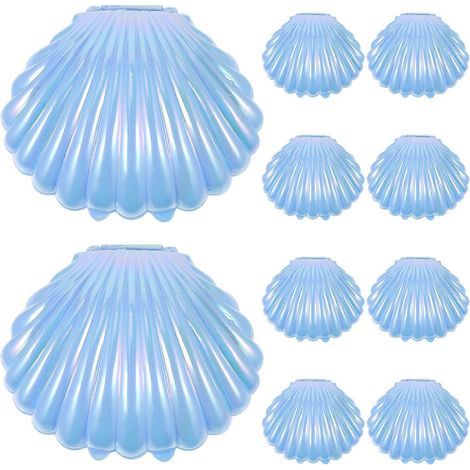 Lot de 10 boîtes à bonbons en forme de coquillage, boîtes de rangement pour bijoux, cadeaux de mariage et de fête-9.10X7.70X4.50CM-Sky-blue (1/4)