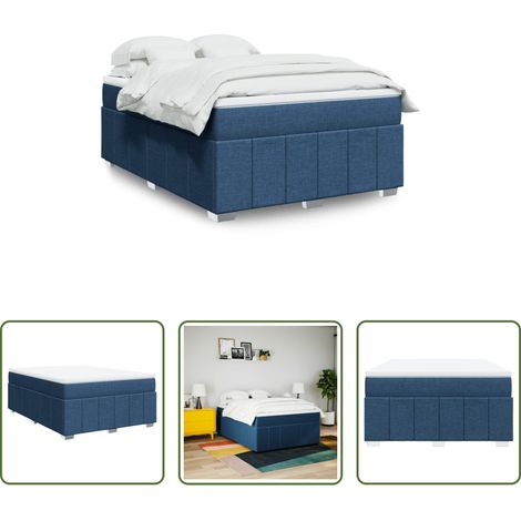 Matratze - Boxspringbett mit Matratze Blau 140x200 cm Stoff (1/5)