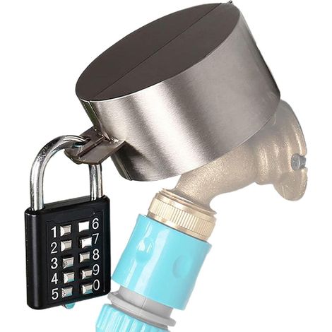 Cerradura para grifo exterior, dispositivo de bloqueo de válvula de puerta, previene el robo de agua mediante la tapa y el mecanismo de bloqueo, previene el uso no autorizado y el vandalismo. (1/5)