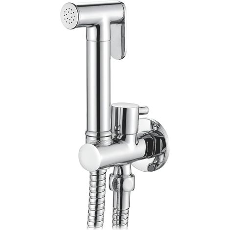 Douche WC encastré Kit avec flexible, Support, Douche à la main, Chrome, Argent, polyvalent et pratique (1/5)