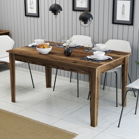 Mesa Fija Viverone, 6 Plazas, Forma Rectangular, Soporta 120 kg, 145x88x75h cm, Marrón Nogal (1/5)