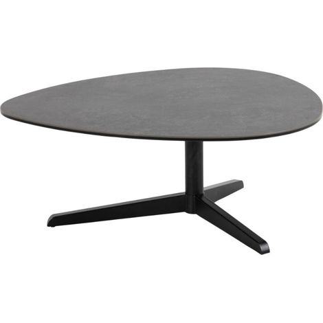 Table basse galet en céramique et pied en métal noir L84 - BARBARA (1/5)