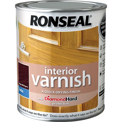 Ronseal Interior Varnish Quick Dry Satin Deep Mahogany 750ml