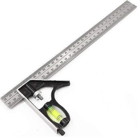 rgle D'angle De Combinaison, Equerre Combinaison 300mm En Acier Inoxydable, Querre Combine Avec Niveau Bulle Et Tire-lignes Pratique, Idal Pour (1/4)