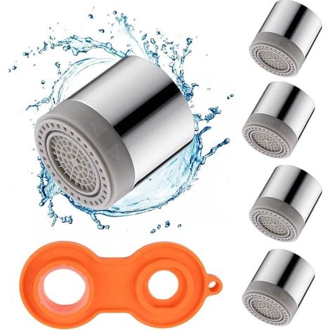 Lot De 4 Aérateur De Robinet M22 Pivotant Double Mode Filtre économique Eau Filetage Femelle Embout Robinet Avec Mousseur Robinet Clé Pour éviers De Cuisine, Lavabos (1/5)