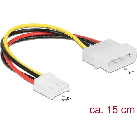 Kabel Power Molex 4 Pin Stecker  Floppy 4 Pin Buchse 15 cm Delock