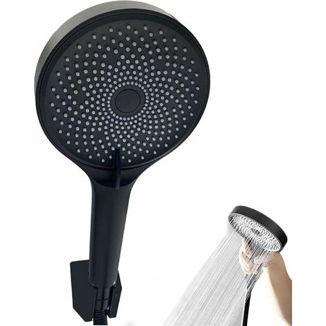 royaluxe - Pommeau Douche Noir, Pomme Douche Qualité Supérieure, Haute Pression Shower, Douchette Economie D'eau, Douchettes avec 3 Modes de Jet Haute Pression Douche, Convient pour Salle de Bain, SP (1/5)