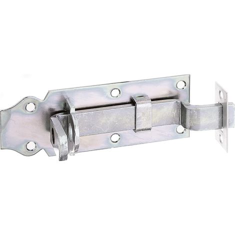 Verrou de serrure coudé, avec poignée plate et gâche fixée, passivé, platine 120 x 44 mm (1/2)