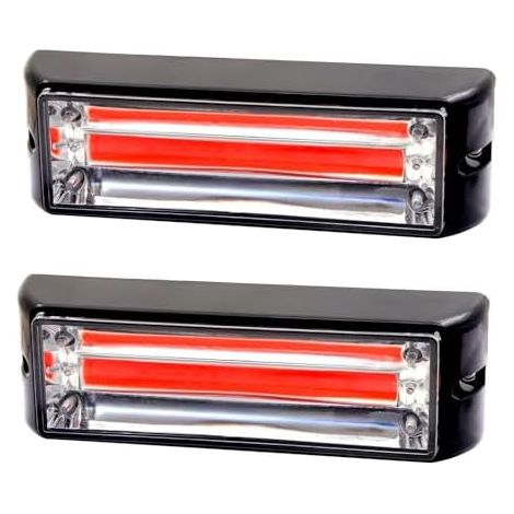 2PCS Feux Flash LED, 12V/24V Feux Stroboscopique Urgent Avertissement Flash Danger Lampe d'avertissement COB Rouge 18 Modes Avec Fonction Mémoire pour Véhicule Camion Remorque (1/5)