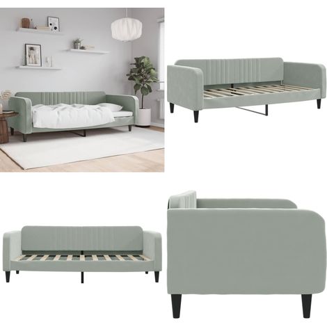 Lit de repos sans matelas gris clair 90x190 cm velours - Canapé-lit - Canapé (1/5)