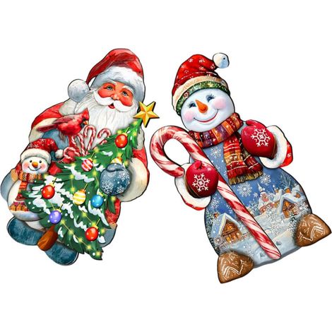 Décoration de Noël Bois Bonhomme de Suspension Rustique pour Porte Plaque de Bienvenue Décoration Extérieure pour Sapin (1/5)