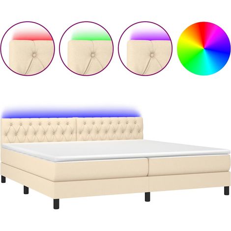 Maison Exclusive - Letto a Molle Materasso e LED bianco 200x200cm in Tessuto (1/5)