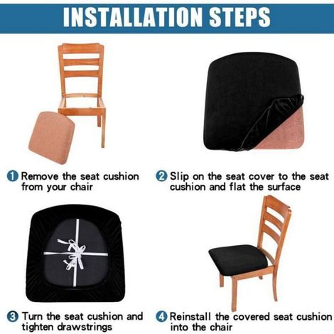 Housse De Chaise - Velours Extensible - Pour Salle À Manger Cuisine Hôtel - Lot De 4 (1/4)