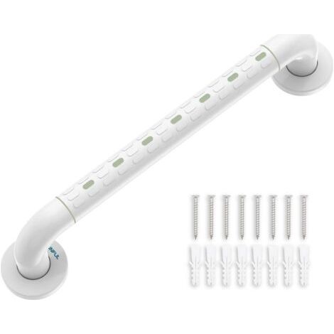 Barre d'appui WC, barre d'appui salle de bain, douche avec cercle lumineux - avec bride de couverture, 48 cm (1/5)