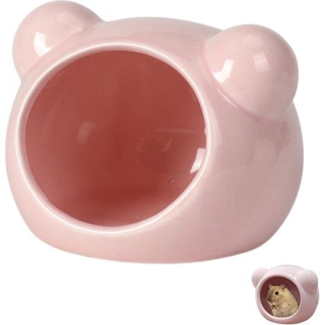 Tana per criceti, rifugio in ceramica per criceti nani e piccoli gerbilli, rosa, 9 x 8 x 7 cm, apertura della tana 5,5 x 5 cm (1/5)