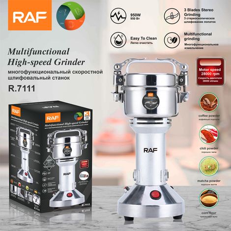 Moulin électrique multifonction RAF R.7111, 950W, pour grains, épices, herbes et café, usage domestique et commercial (1/5)