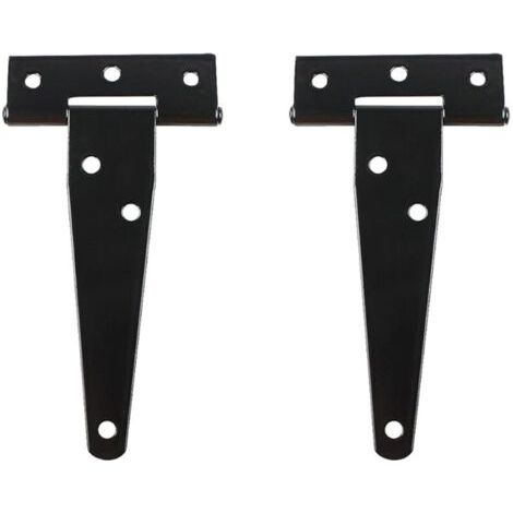 SABIR Lot de 2 charnières robustes en T pour portes en bois noir ou en métal, en fer antirouille (15,2 cm) (1/5)