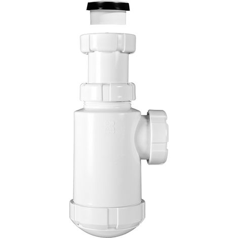 Sifón botella salida horizontal con racor extensible, asiento plano y cónico R-13 - RIUVERT