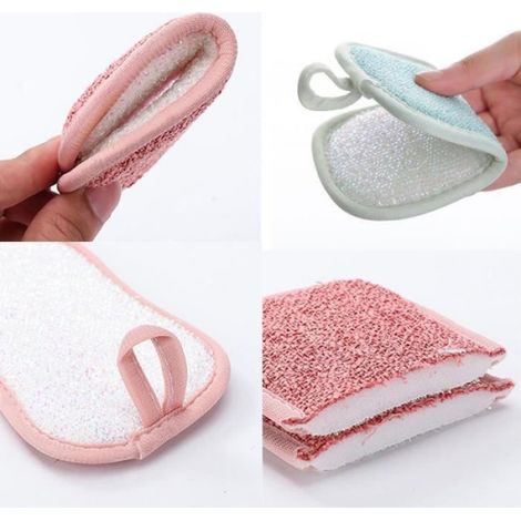 Lingette Éponge De Cuisine, Brosse À Vaisselle Double Face 12 Pièces, Détergent À Vaisselle Et Brosse À Couverts (4 Couleurs) (1/4)