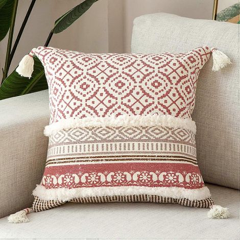 Dekorative Kissenbezüge im Bohème-Stil mit Quasten, geeignet für Sofas/Schlafsofas – Moderner marokkanischer Kissenbezug, 45 x 45 cm, für Schlafzimmer, Wohnzimmer, Auto, Hotel (1/5)