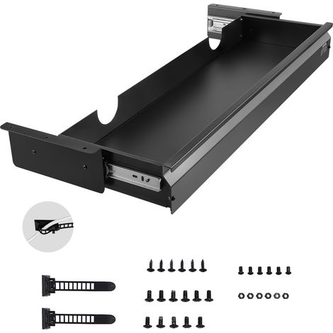 VEVOR Cassetto Estraibile Sotto Scrivania 840 x 240 x 107 mm Organizzatore Nascosto per Riporre Oggetti sulla Scrivania, Cassetto Portapenne Sotto Tavolo per Postazioni di Lavoro da Ufficio, Nero