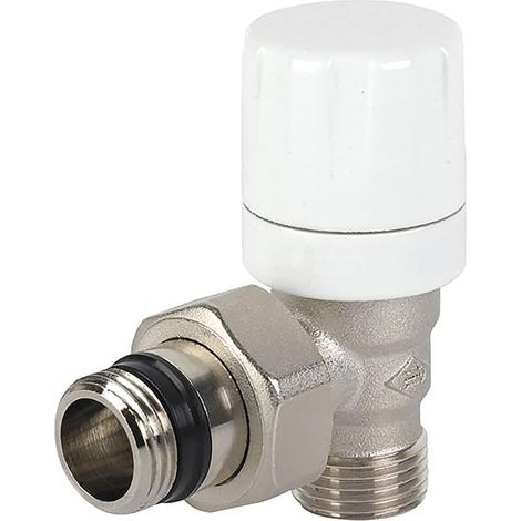 Schläfer 37041102  Valvola termostatica ad angolo Attacco Universale 1/2", Valvola Termostatizzabile a squadra 1/2" in Ottone nichelato attacco eurocono. Made in Italy