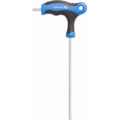 Högert Technik - Llave hexagonal tipo T con bola - Largo - Diámetro 8 mm - Fabricado en acero S2 de alta calidad - Resistente a la deformación y la abrasión - Mango en forma de T