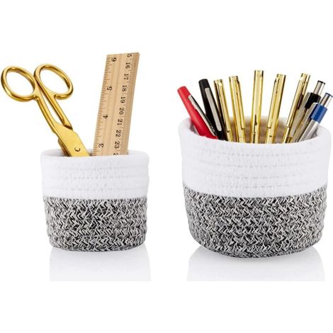 VIVERE Organizer da scrivania Boho set 2 pz Bianco Grigio (1/5)